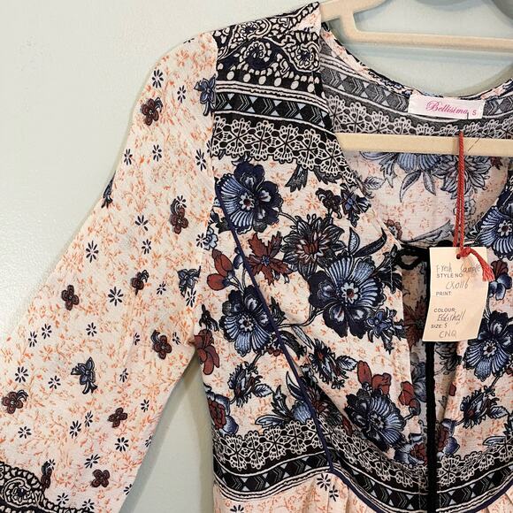 Kim Gravel Bellisima Boho Top Small Pink Floral Tassel Feminine Romantic NWT - Picture 5 of 10